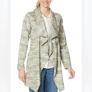 SkinnyGirl Rachel Cascade Open Jacket / Cardigan / Topper, Green Camo